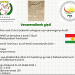 Ji alî PYDK-S û PWK bi helkeftina sed û bîst û şeşemîn salvegera roja rojnamegeriya Kurdî vexwendin!