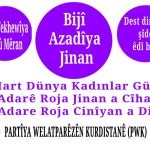 Komîsyona Cinîyan a PWK Roja 8ê adare, Roja Cinîyan a Dinya de, ma alaya têkoşînî, yewitî û piştîday...
